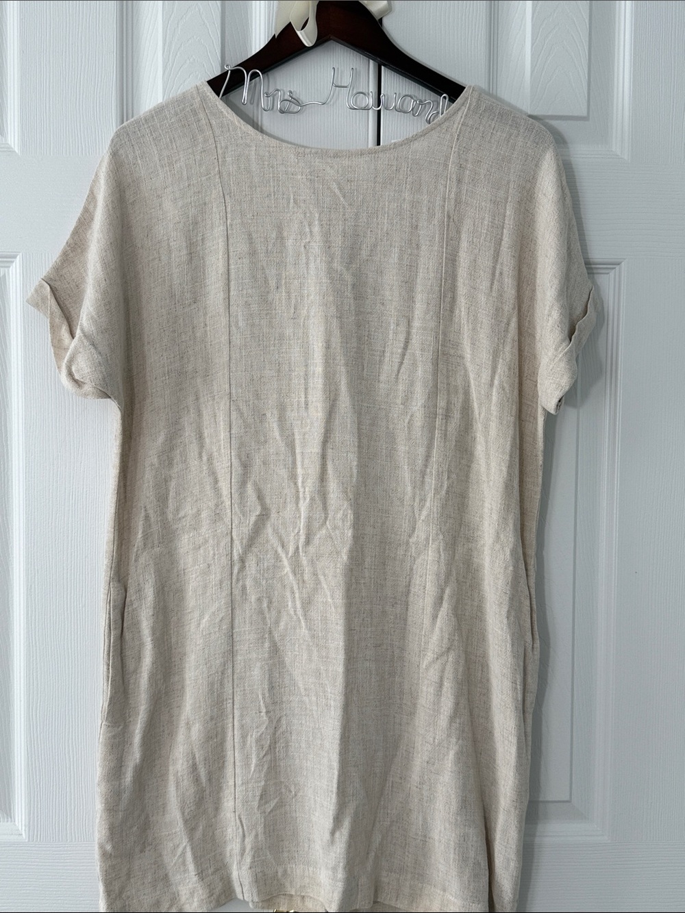 P. Cill Linen Blend Shift Dress Women’s Sz M Minimalist Coastal Resort Boho